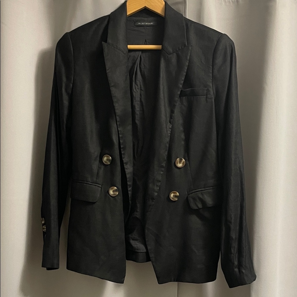 Linen Elie Tahari Elegant Black Blazer